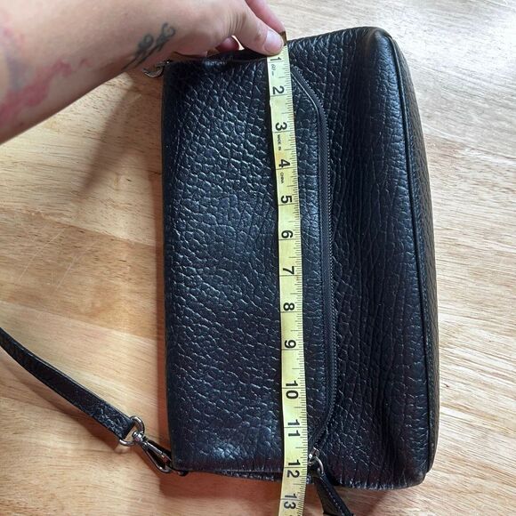 Bruno Magli Black Pebbled Leather Chain Purse Small Clasp Quality Old Money - Picture 12 of 13